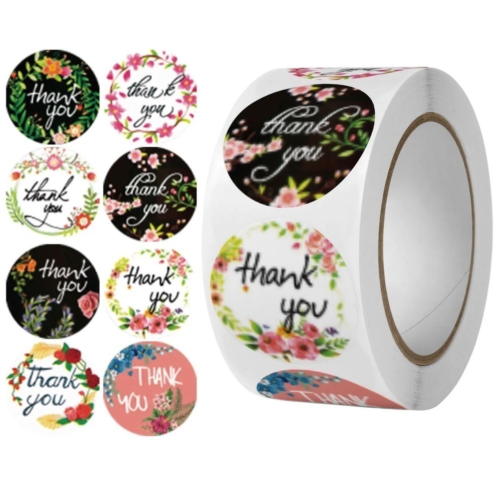 thank you stickers (variety pack) 1 in round shipping supplies for packaging